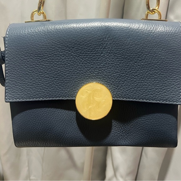 Uno Alla Volta Leather Shoulder Purse Blue - Picture 2 of 11